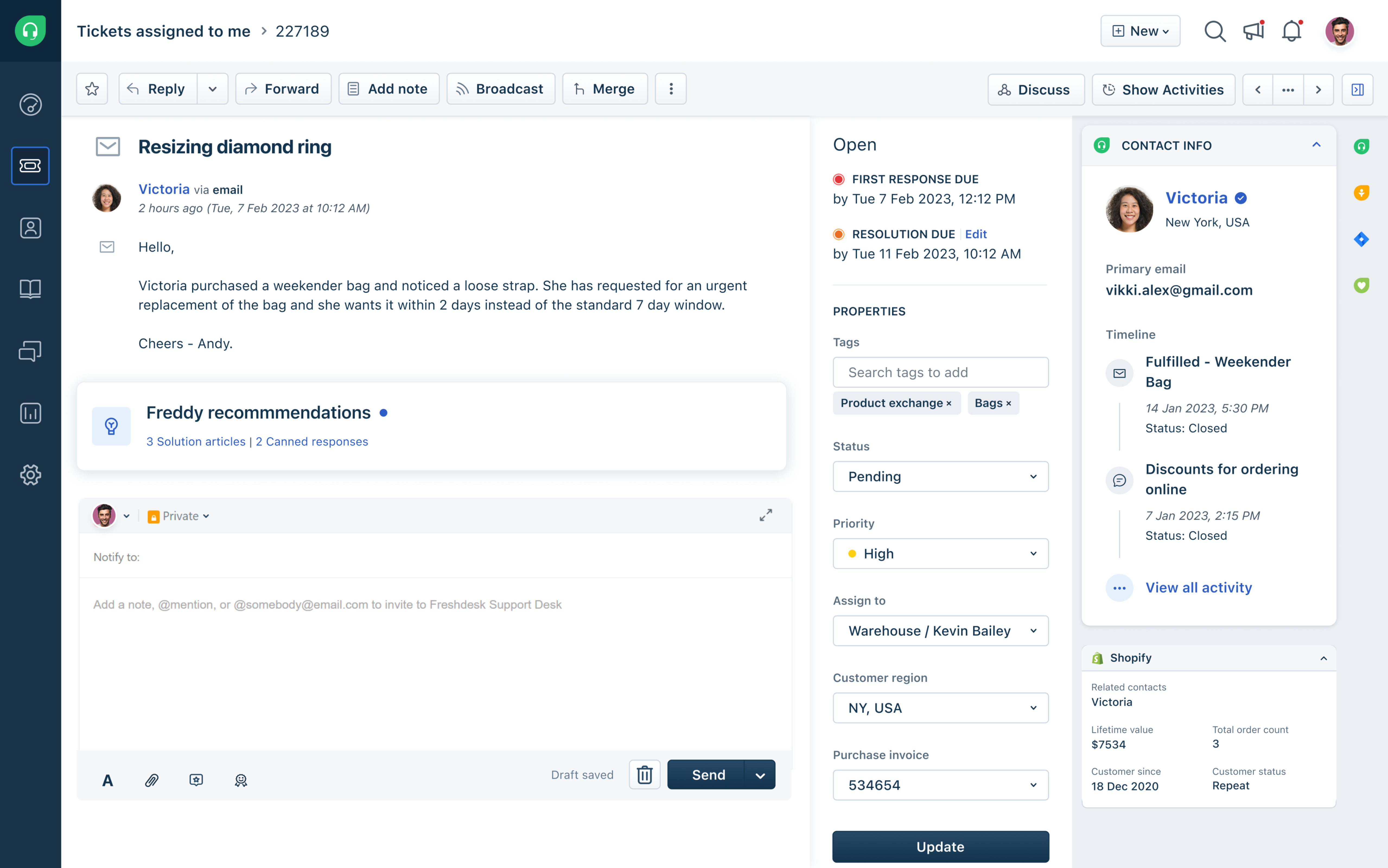 screenshot of Freshdesk Omni